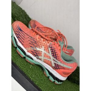 ASICS GEL-NIMBUS 17 Women’s 8 Orange Green Athletic Running Shoes FluidFit